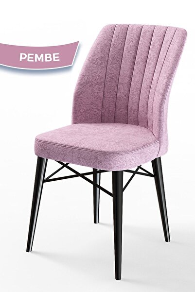 Canisa Flex Serisi, Üst Kalite Mutfak Sandalyesi, Pembe Sandalye, Gürgen Siya...