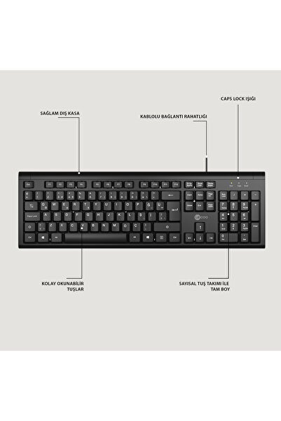 Lecoo Cm101 Usb Kablolu Türkçe Q Klavye & Mouse Set Siyah