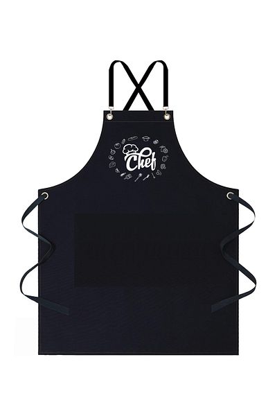 KURUMSAL AMBALAJ Kitchen Apron - Chef Apron - Cook Apron - Waiter Apron (CHEF PRINTED) Black