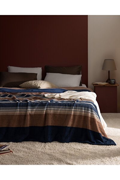 Madame Coco Pătură Magne Single Welsoft Fleece Printed - Bleumarin/Maro