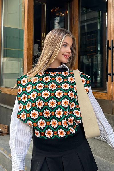 la & vetta Black Floral Patterned Pullover
