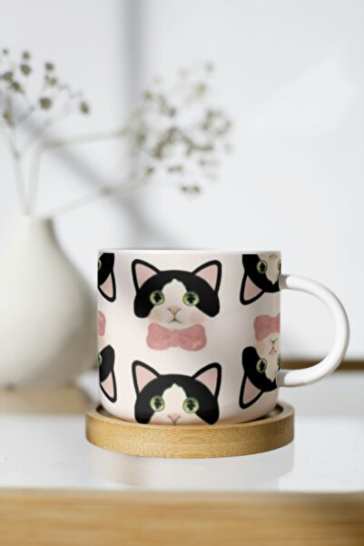 EYBaskı Tasarım White Porcelain Patterned Nescafe Cup