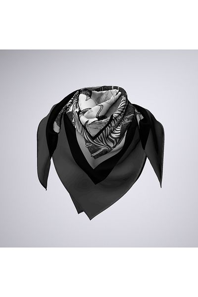 Modabutik Bandană cu model Safari alb-negru pentru femei 70x70 DG1525-22