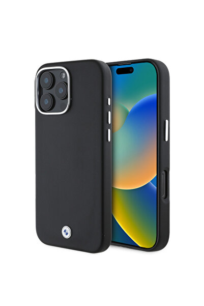 BMW iPhone 16 Pro Uyumlu BMW  Lisanslı Magsafe Şarj Özellikli Metal Logolu Ta...