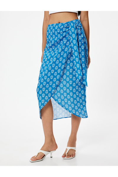 Koton Midi Boy Kruvaze Etek Bağlama Detaylı Etnik Desenli