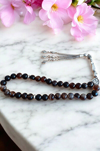 MGA DOĞAL TAŞ مسبحة صلاة عقيق أصلية مقاس 33 بوصة - حجر طبيعي حقيقي، لا يترك أ...