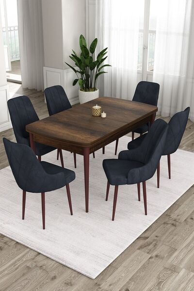 Canisa Concept Ram Serisi 80x132 Açılabilir Masa Takımı Barok Ahşap Desen Mas...