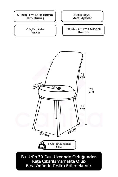 Canisa Concept Dexa Serisi 1 Adet Bordo Jerry Kumaş Siyah Metal Ayaklı Mutfak Sandalyesi