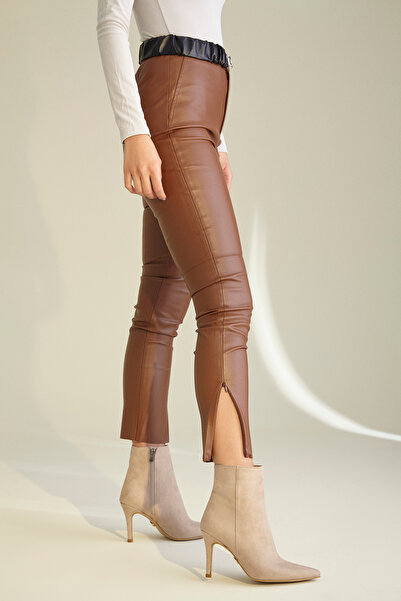 AYAKKABI PRENSİ Darker Ten Suet 8 Cm Kadın Bot & Bootie, Topuklu Bot Suet