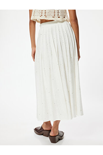 Koton Uzun Kloş Etek Pileli Yırtmaç Detaylı Cepli Çiçekli Viskon Kumaş