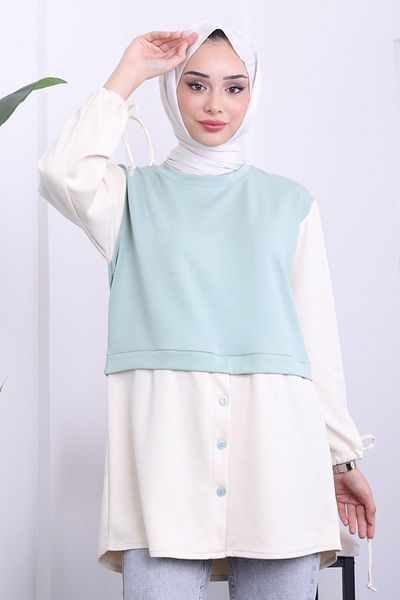 İmajButik Mint Sleeve Laced Tunic