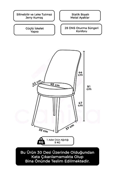 Canisa Concept Dexa Serisi Mor Renk Sandalye Mutfak Sandalyesi, Yemek Sandalyesi Ayaklar Siyah
