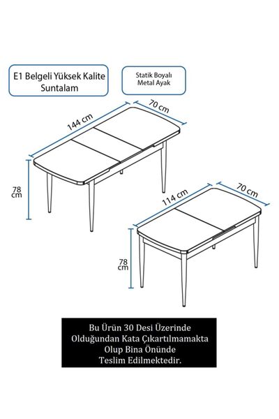 Canisa Concept Ege Serisi 70x114 Açılabilir Siyah Mermer Desen Mutfak Masası