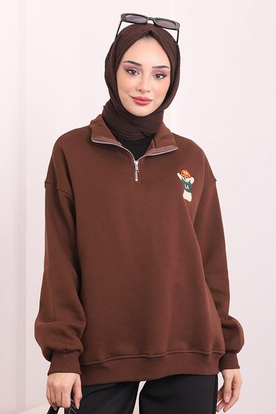 İmajButik Καφέ γιακά με φερμουάρ Rose Gold με τρεις κλωστές