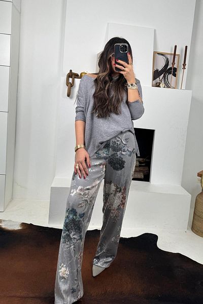 Sohotique By P Gray Sequined Floral Print Trousers