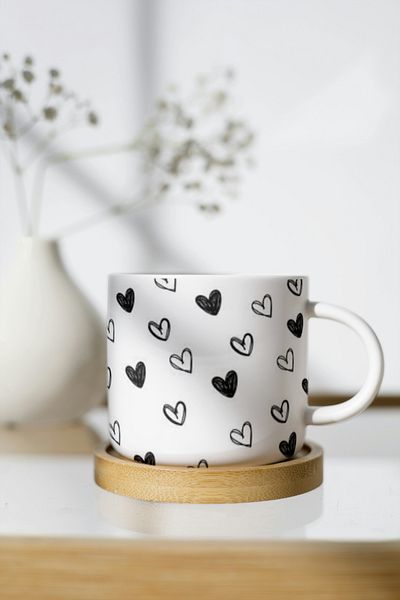 EYBaskı Tasarım White Porcelain Patterned Nescafe Cup
