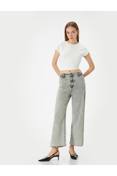 Koton Bequeme Jeans mit hoher Taille und dehnbarer Tasche - Sandra Jeans