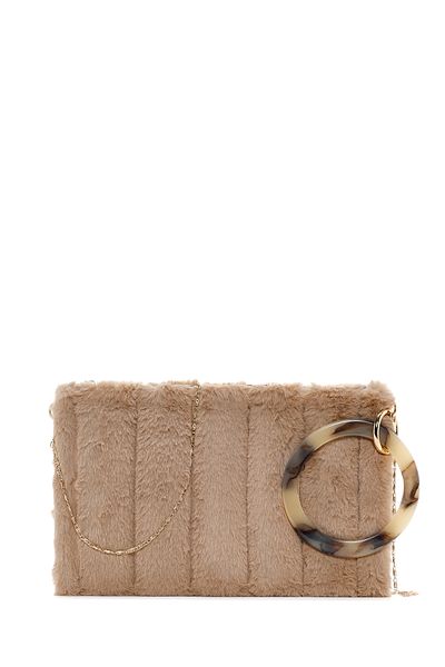 Derimod Beige Plush Portfolio - Chain Strap, Women's, 24wbd2208ph