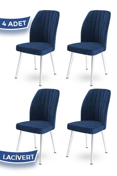 Canisa Platinum Serisi Üst Kalite Mutfak Sandalyesi 4 Adet Lacivert Sandalye ...