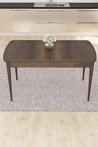 Canisa Concept Nef Serisi 70x114 Açılabilir Mdf Barok Ahşap Desen Masa Takımı Ve 6 Haki Yeşil Sandalye