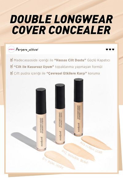 PERIPERA Lightweight Structure Daytime High Coverage Peripera Double Longwear Cover Concealer ( # 02 Natural Beige)