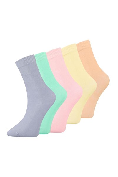 FOURSOLOS Renkli 5'li Bambu Kadın Soket Çorap Yumuşak ve Nefes Alabilen