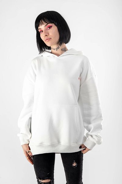 Bak Moda Spectrum Back Printed Oversize Unisex White Hoodie