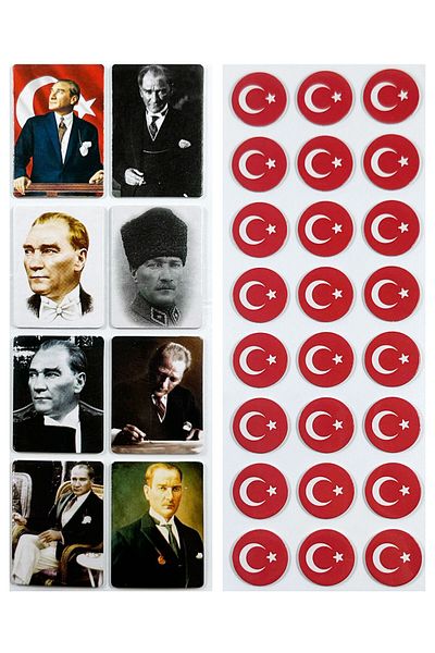 SİHİRLİ AYAKLAR 10 مجموعات من 150+ ملصق دفتر ملاحظات ملون ثلاثي الأبعاد مع أتاتورك وعلم تركي