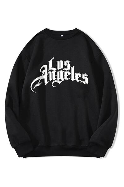 LELVANİ Hanorac unisex negru Los Angeles cu guler rotund tricou