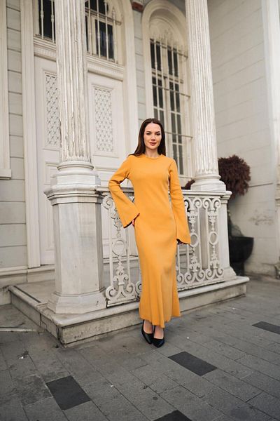LOCH BUTİK ROCHIE DE FEMEIE GALBENĂ CU GÂT DE BICICLETA CAMISOLE CU MÂNECĂ MIDI