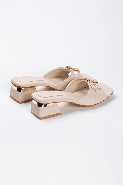 MFT AYAKKABI Papuci cu toc stil bej, pentru femei