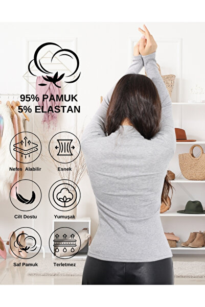 ALYA UNDERWEAR Camisole Half Throat Body Sweatshirt, Ribbed Fabric Blouse, Lycra, Gray Melange Badi