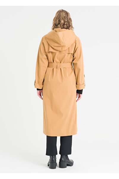 Armağan Kolu Katlamalı Kapşonlu Trençkot