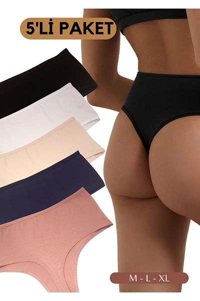 red iç giyim Easy Cotton Trim Highrise High Waist Thong 5 Pack