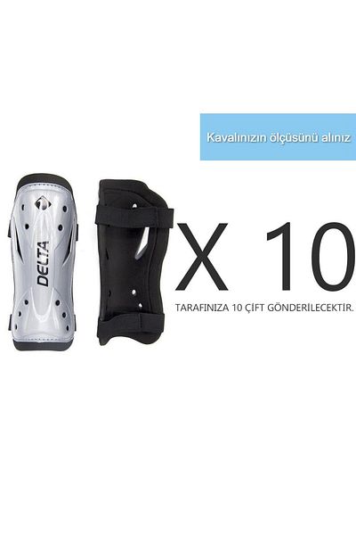 Delta Silver 10 Pairs (20 Single) Soccer Shin Guard Football Paddle Soccer Paddle Protector (Double Velcro) None Double B