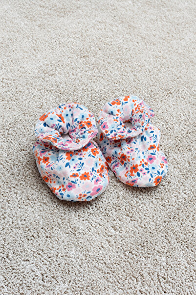 Atelier Babbi 100% Cotton Booties - Tiny Flowers/Red