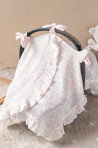 Atelier Babbi Pink Touile De Jouy Stroller Cover