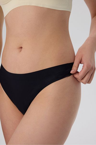nulu Women's Black Thong Seamless Panties