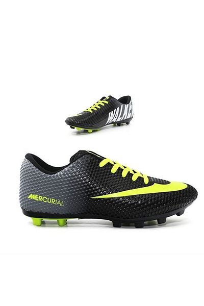 Walked 401 Black Yellow Boys' Astroturf Football Shoes