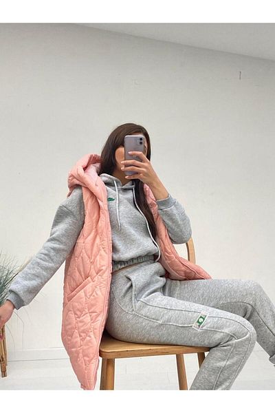 Nesil Wave Patterned Hooded Women's Vest