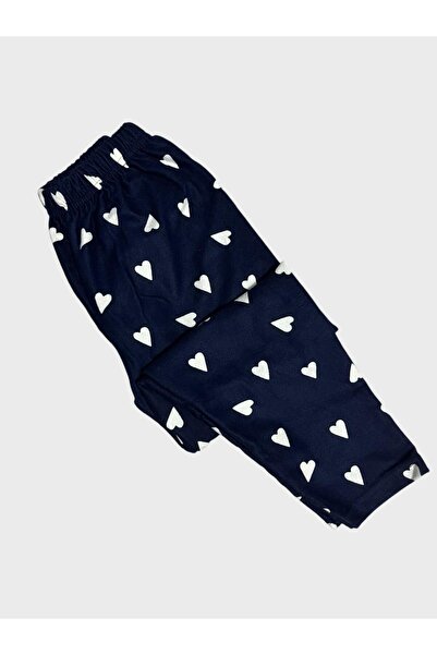 ALİŞ KİDS Дівчачий бавовняний вельветовий піжамний комплект з довгими рукавами, коміром на ґудзиках і синім серцевим візерунком