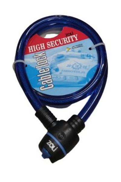 SARİSSA BİSİKLET Zoli Xbyc 4521 Κλειδαριά σχοινιού ποδηλάτου με κλειδί 15x1000 mm Κλειδαριά ποδηλάτου μπλε