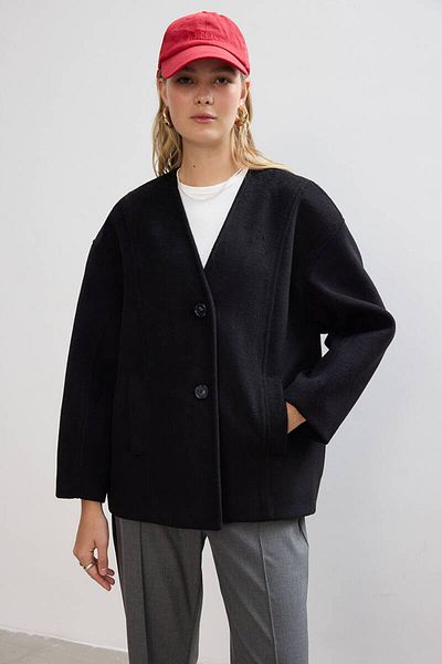 BE BLUE Palton SCURT MINIMAL NEGRU