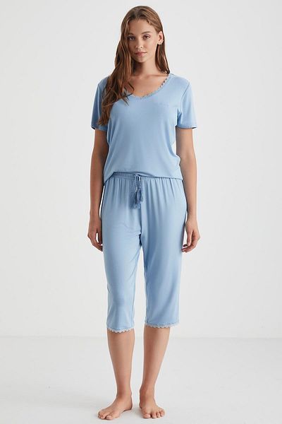 Catherine's Costum capri cu textura moale