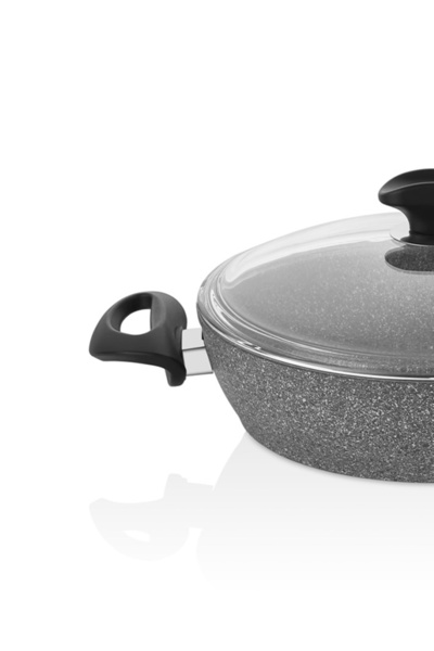 FALEZ Cost 30 cm Granite Flat Gray Pot