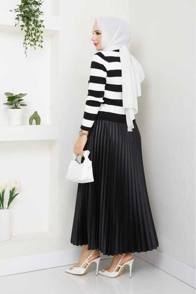 modapark.ist Γυναικεία Πλεκτά Ζακέτα Πλισέ Φούστα