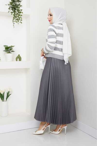 modapark.ist Γυναικεία Πλεκτά Ζακέτα Πλισέ Φούστα