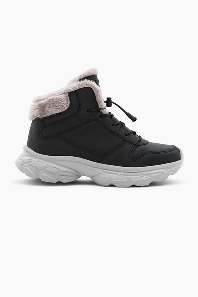 Tonny Black Schwarze Faylon-Gummi-Schnürstiefel für Kinder