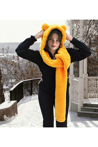 Özgüner Oyuncak Pabtex Căciulă Plush cu Glugă Fular Welsoft Țesătură Moale Călduroasă