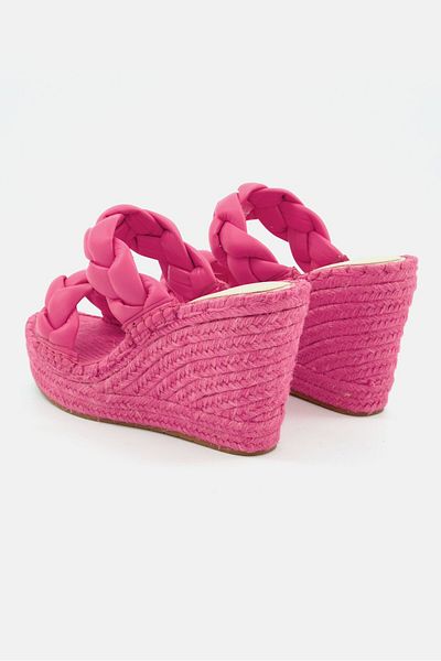 Kenneth Cole Women Medium Olivia Braid Espadrille Slip On Wedge Sandal, Pink